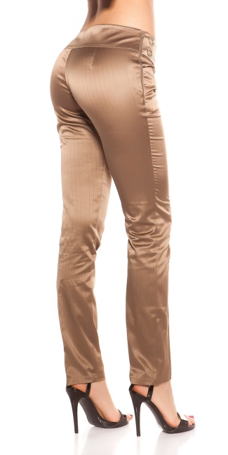Business-trousers with pinstripes Cappuccino